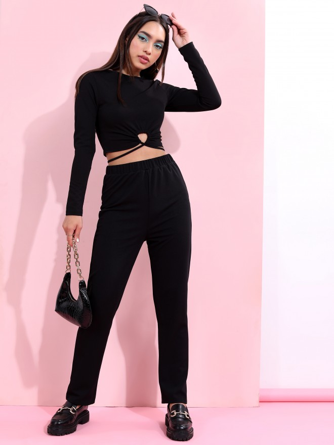 Buy SEE YOUR OTHER SIDE BLACK TROUSERS for Women Online in India