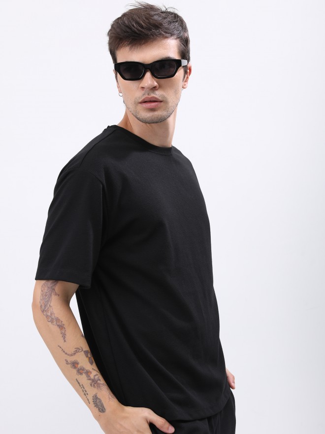 Ketch Men Black Solid Round Neck T-Shirts 