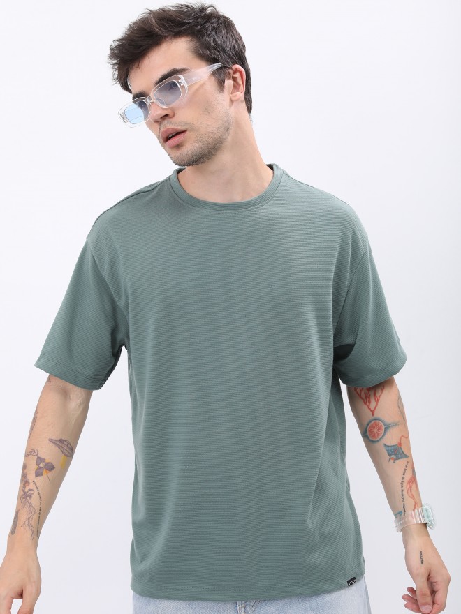 Ketch Men Green Solid Round Neck T-Shirts 