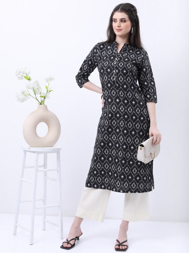 Buy online Black Printed Straight Kurti from Kurta Kurtis for Women by  Anubhutee for ₹489 at 72% off | 2023 Limeroad.com