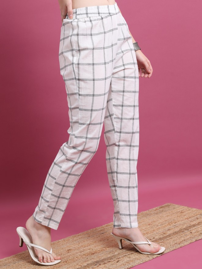 Straight checked pants - Women | MANGO OUTLET USA