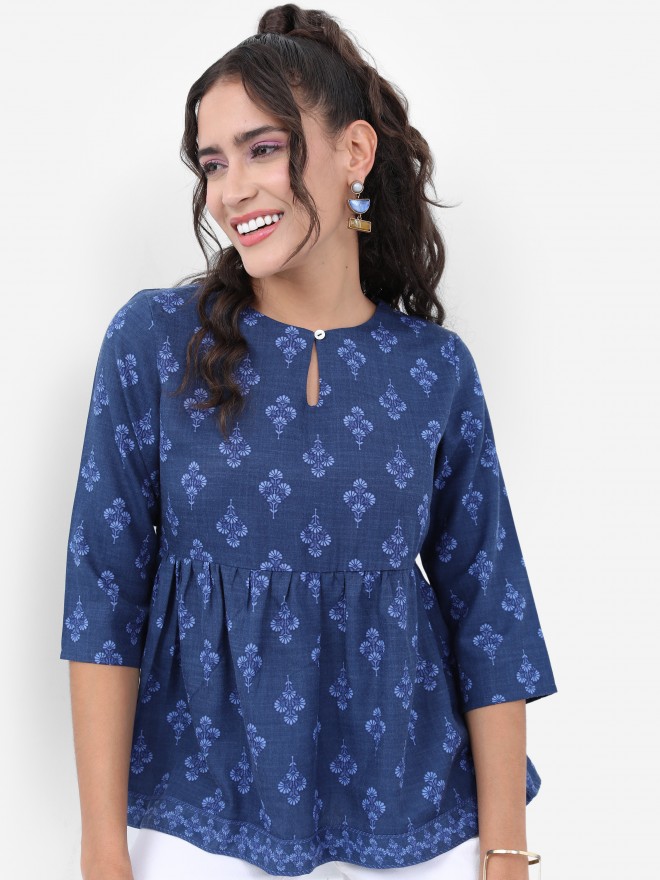 Buy Ketch Navy Blue Printed Regular Top for Women Online at Rs.324 - Ketch