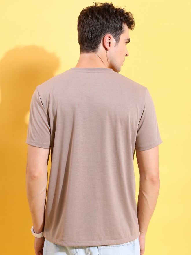 Ketch Men Brown Printed Round Neck T-Shirts 