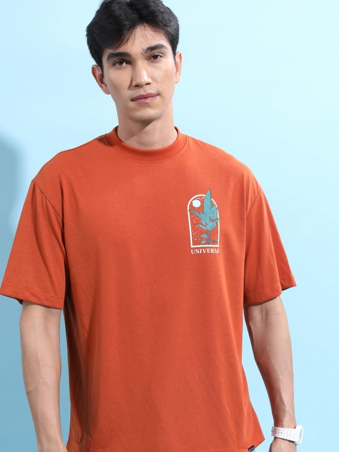 Ketch Men Terracotta Printed Round Neck T-Shirts 