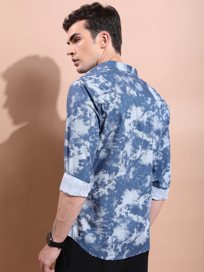 Ketch Men Blue Printed Slim Fit Casual Shirts 