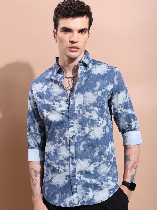 Ketch Men Blue Printed Slim Fit Casual Shirts 