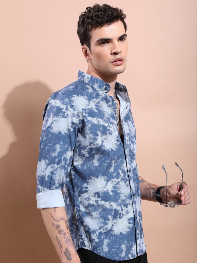 Ketch Men Blue Printed Slim Fit Casual Shirts 