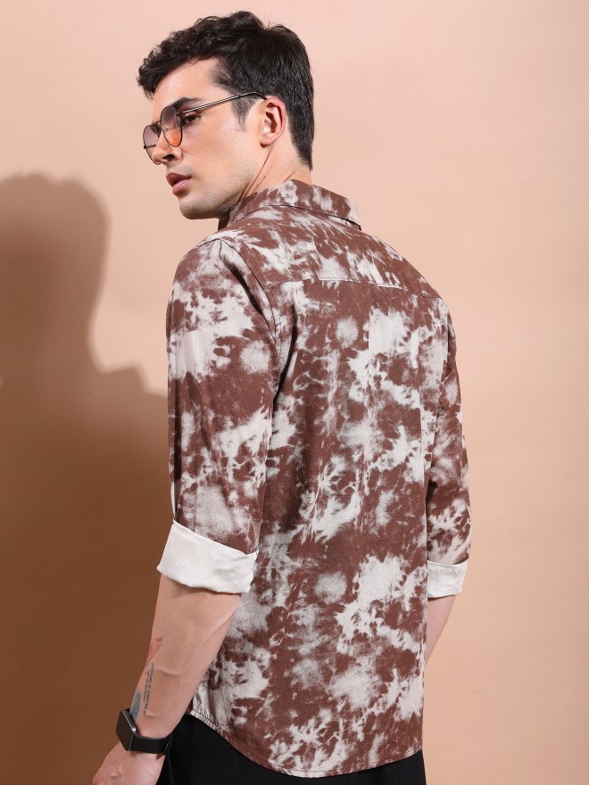 Ketch Men Brown Printed Slim Fit Casual Shirts 