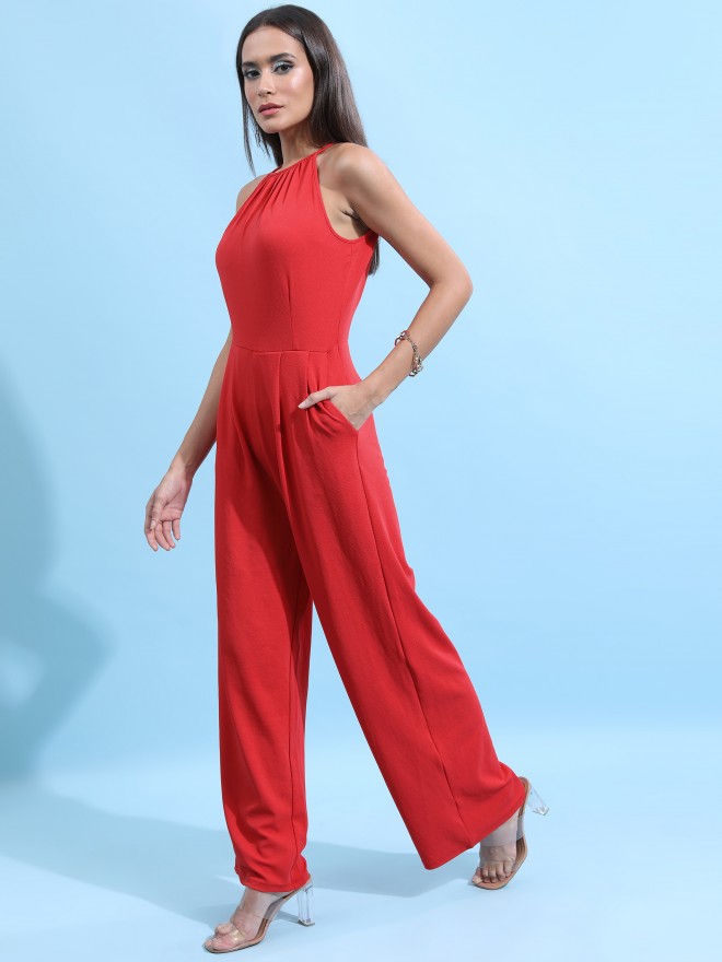 Tokyo Talkies Women Red Solid Jumpsuits 