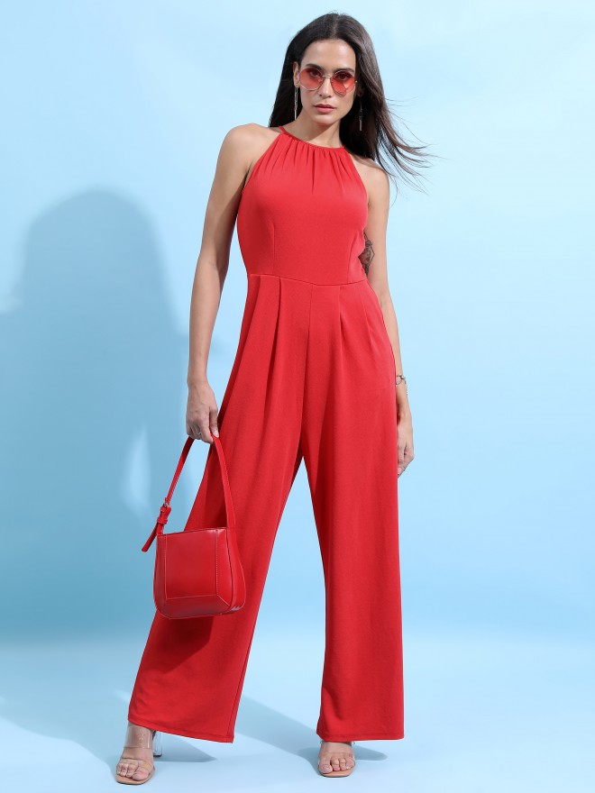 Tokyo Talkies Women Red Solid Jumpsuits 