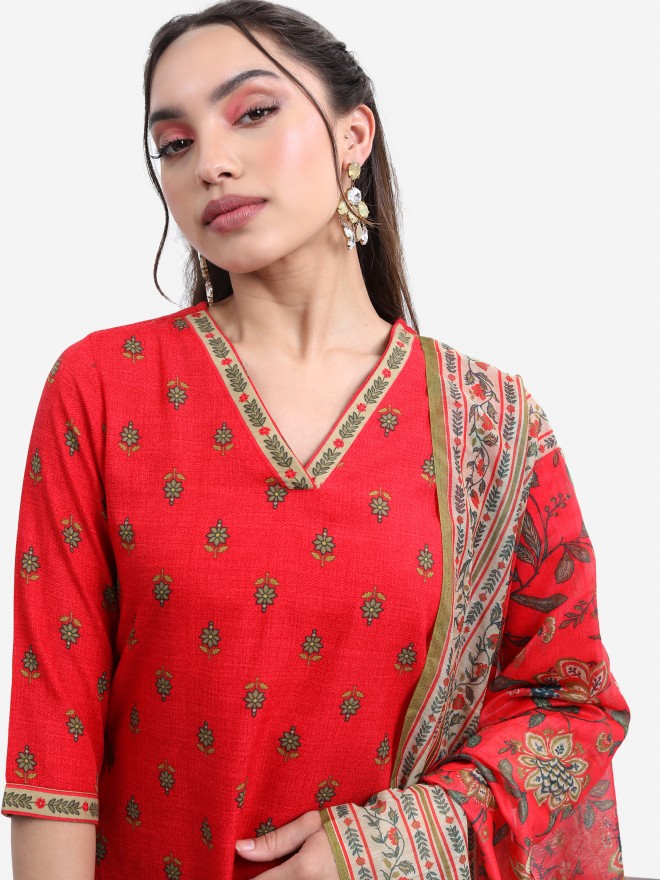 Vishudh Women Red  Kurta Sets 