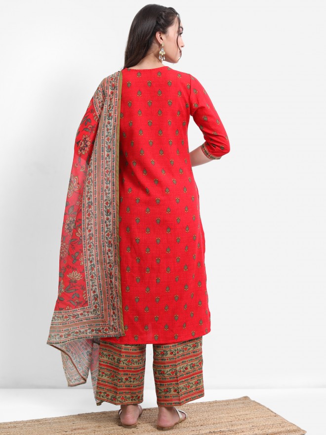 Vishudh Women Red  Kurta Sets 