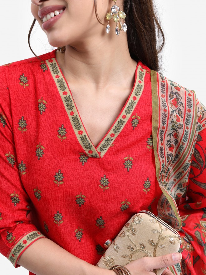 Vishudh Women Red  Kurta Sets 