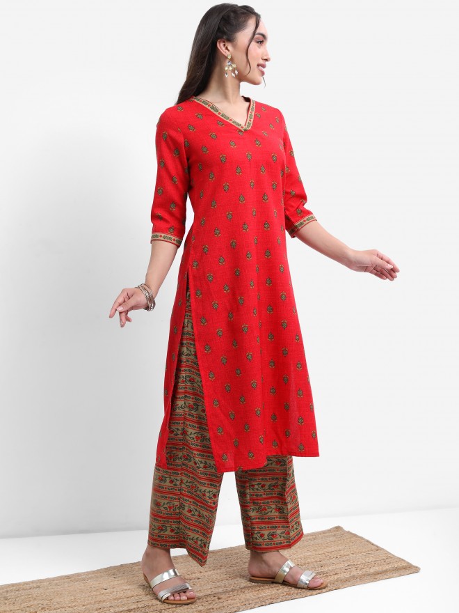 Vishudh Women Red  Kurta Sets 