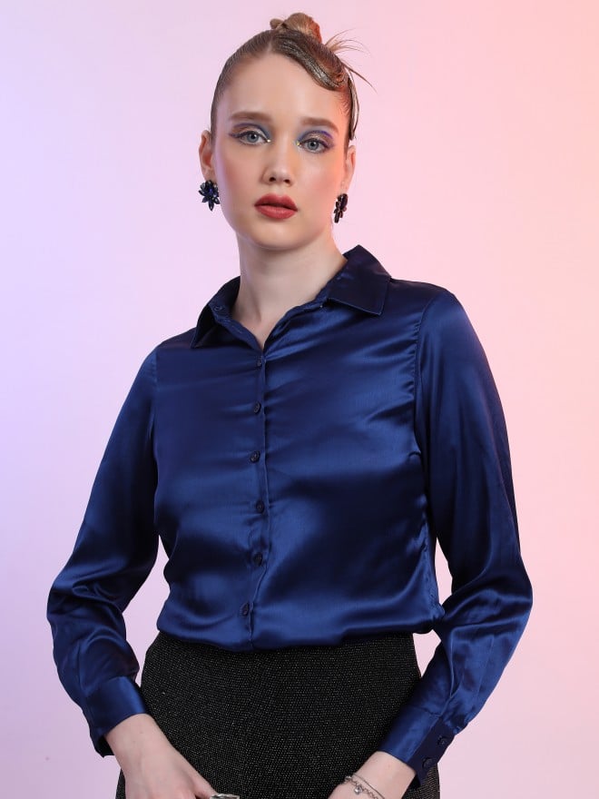 Buy Tokyo Talkies Blue Solid Casual Shirt for Women Online at Rs.359 ...