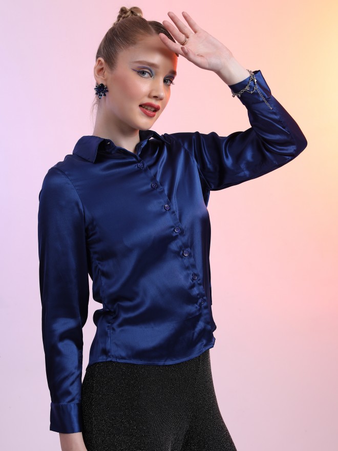 Buy Tokyo Talkies Blue Solid Casual Shirt for Women Online at Rs.359 ...