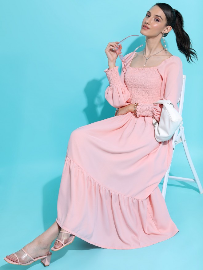 Tokyo Talkies Women Pink Solid A-Line Dresses 