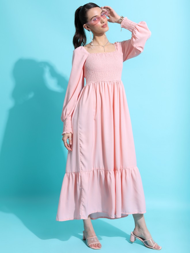 Tokyo Talkies Women Pink Solid A-Line Dresses 