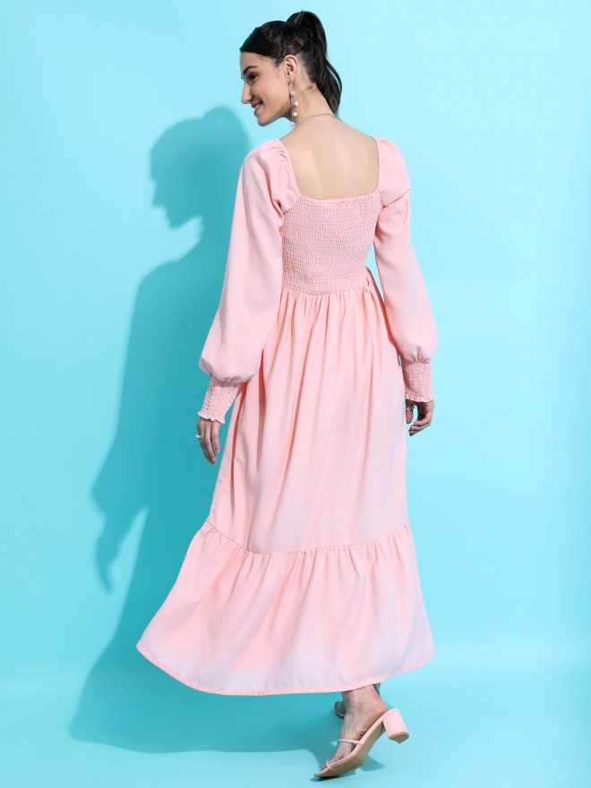 Tokyo Talkies Women Pink Solid A-Line Dresses 