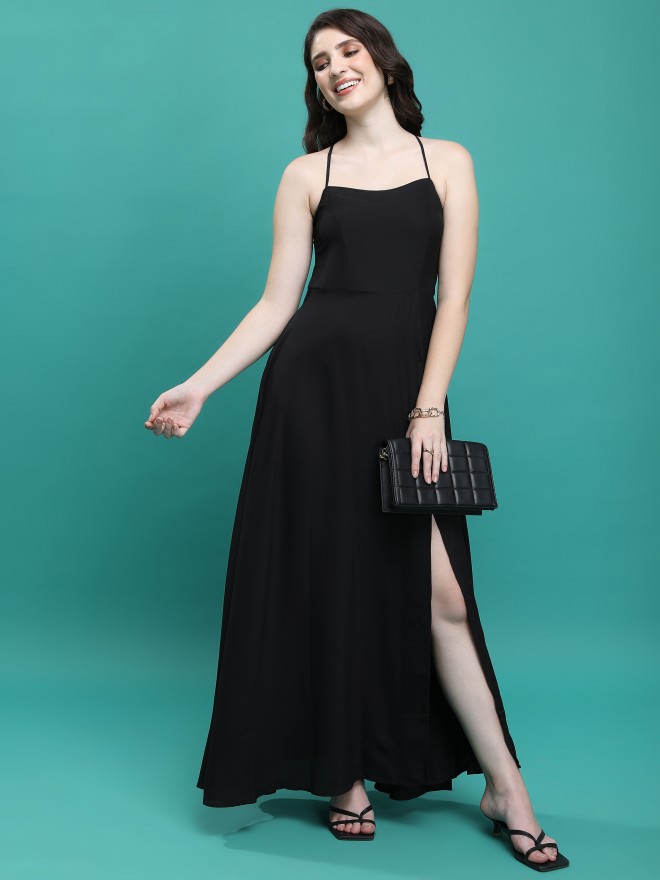 Tokyo Talkies Women Black Solid Maxi Dresses