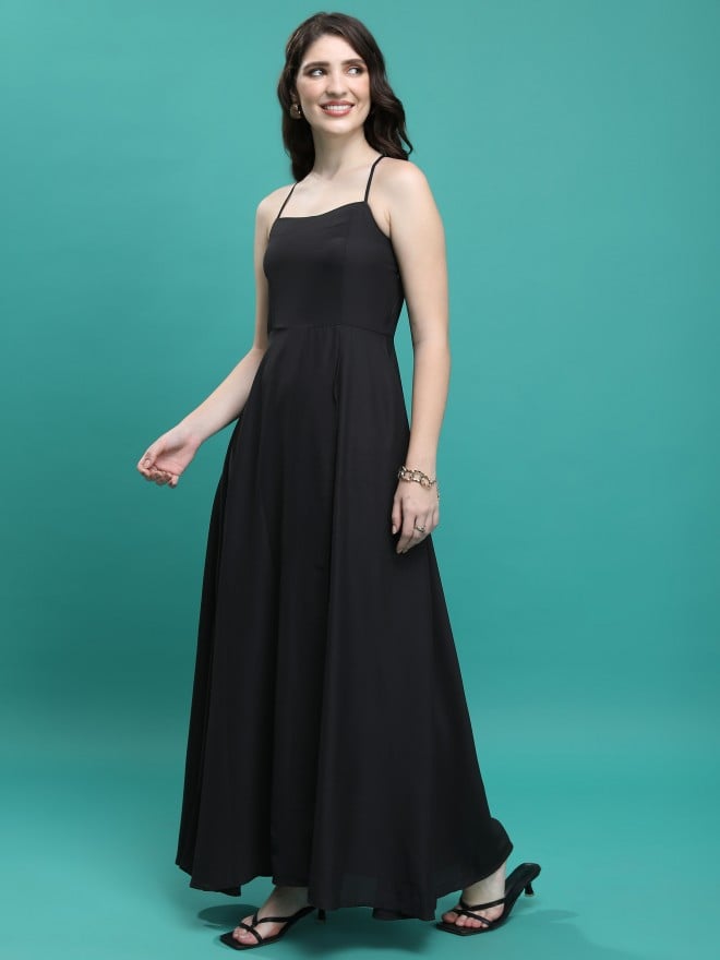 Buy Tokyo Talkies Black Solid Maxi Dress For Women Online At Rs Ketch