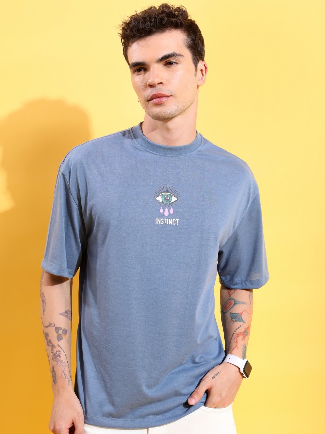 Ketch Men Blue Printed Round Neck T-Shirts 