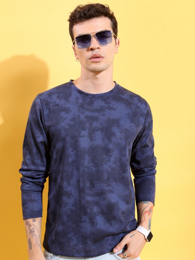 Buy Highlander Navy Blue Printed Round Neck T Shirt For Men Online At