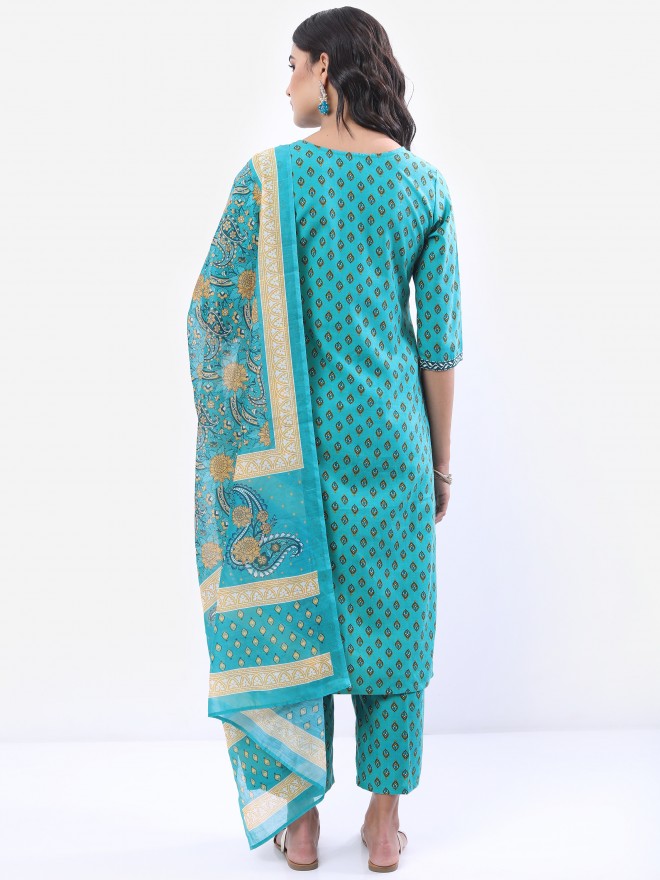 Ketch Women Teal Printed Kurta Sets 