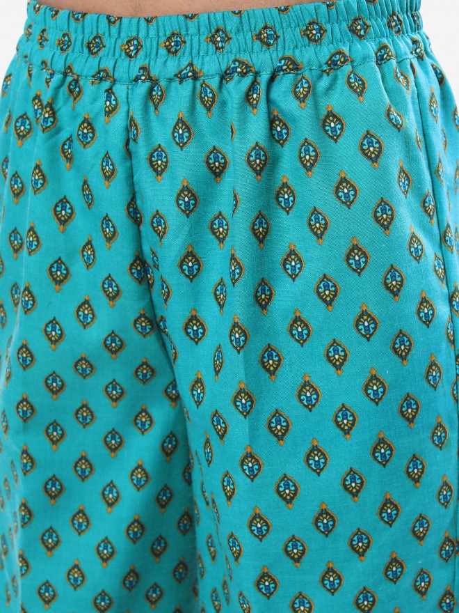 Ketch Women Teal Printed Kurta Sets 