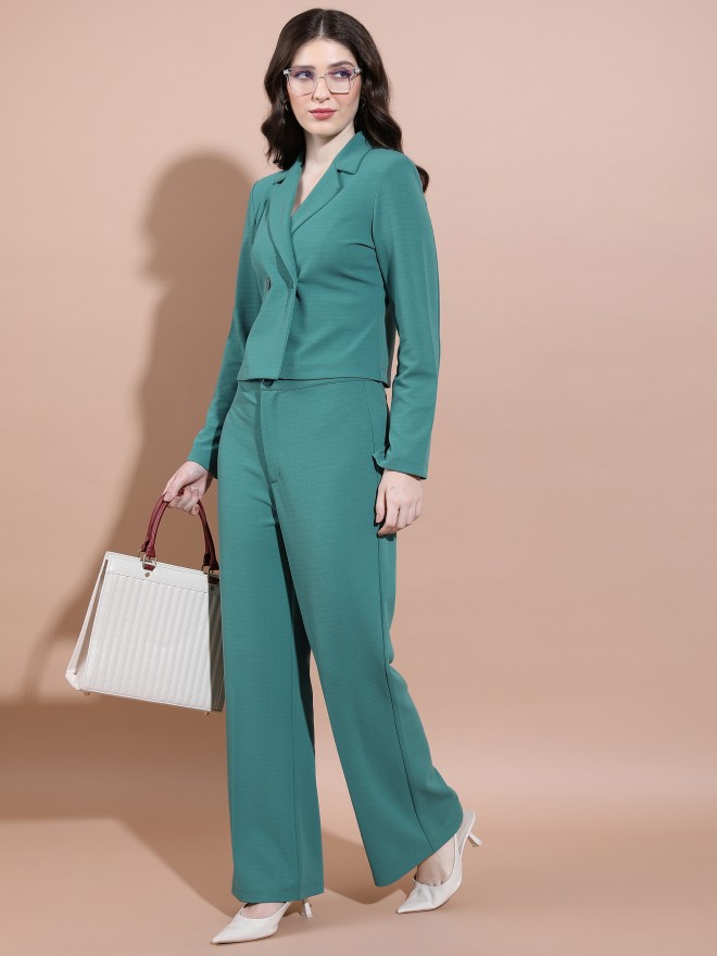 Buy Ketch Green Solid Bell Bottom Pant With Slit for Women Online