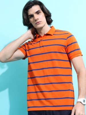 Striped Polo Collar Polo T-Shirts 