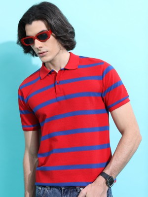 Striped Polo Collar Polo T-Shirts 