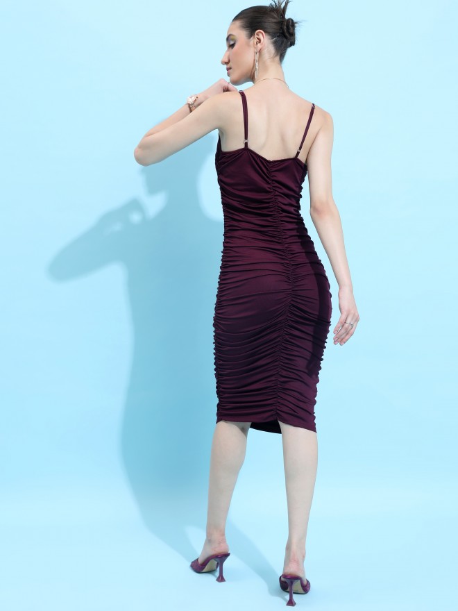 Burgundy midi 2024 bodycon dress