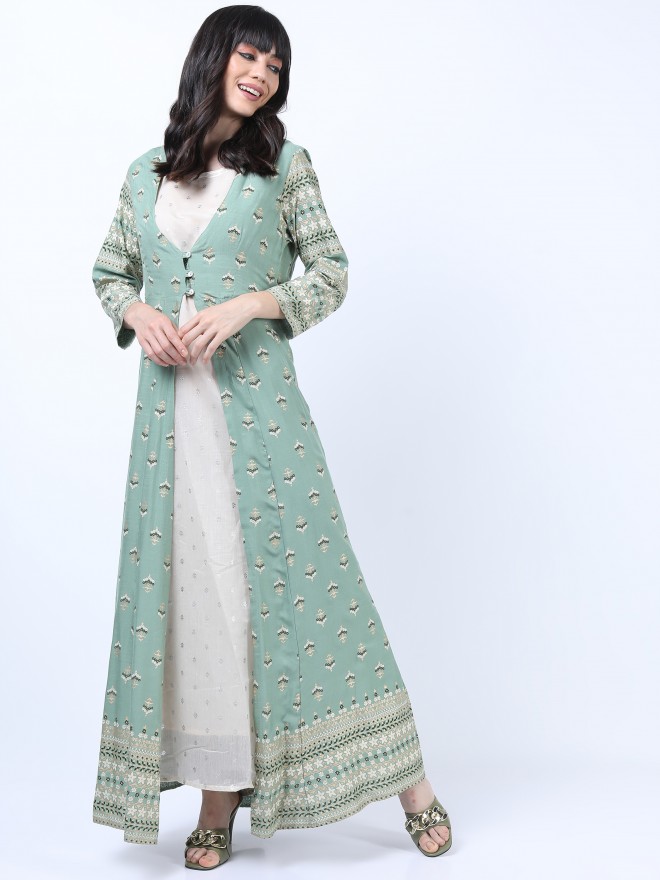 Muslin Digital Print with hand Touch Up with Full Inner Casual Wear Kurti  In Blue  Gown