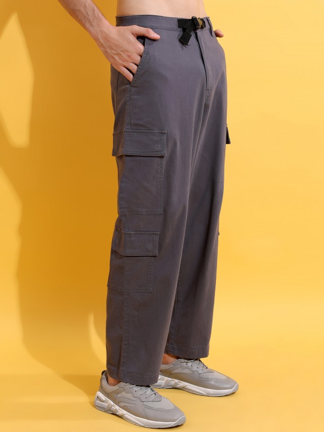 Buy Highlander Mid Grey Regular Fit Solid Casual Trouser for Men Online ...