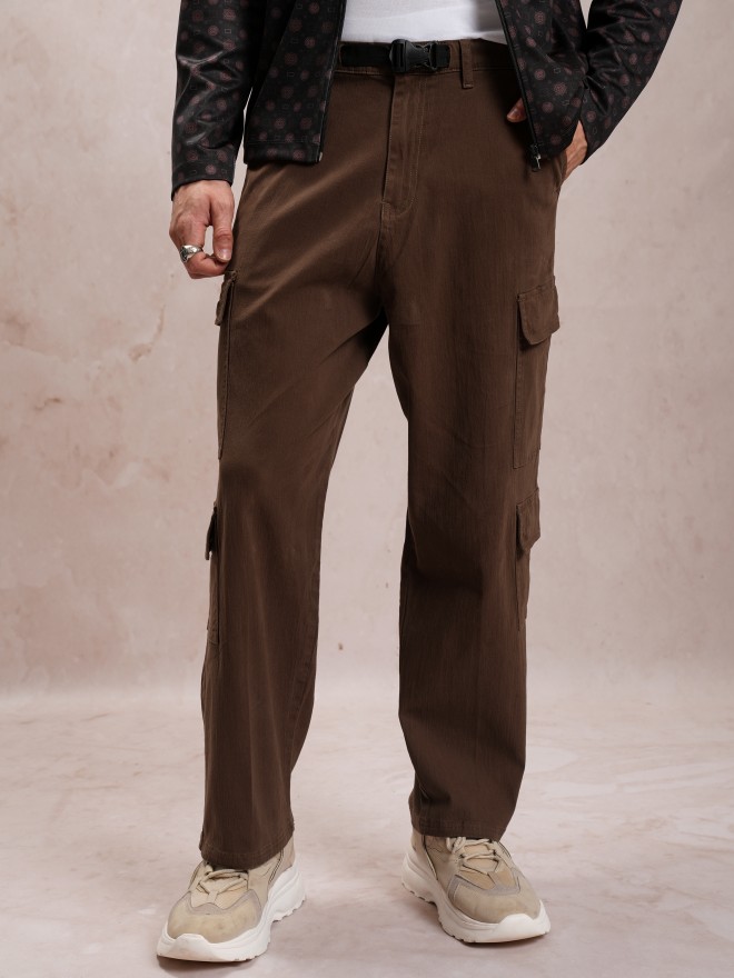 Buy Highlander Brown Loose Fit Solid Casual Trouser for Men Online at ...