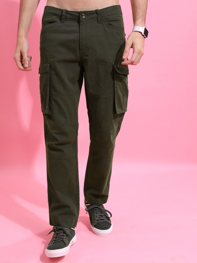 Buy Highlander Olive Regular Fit Solid Cargo Trouser for Men Online at  Rs.944 - Ketch