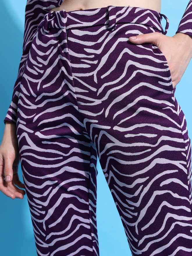 Womens Pastel Abstract Zebra Print Wide Leg Trousers  Boohoo UK