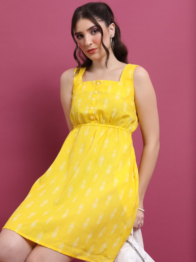 Buy Ketch Yellow Printed A-Line Dress for Women Online at Rs.382 - Ketch