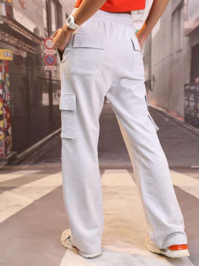 Baycosin Cargo Pants Women High Waisted Wide Leg Straight Leg Relaxed Style  Trousers 