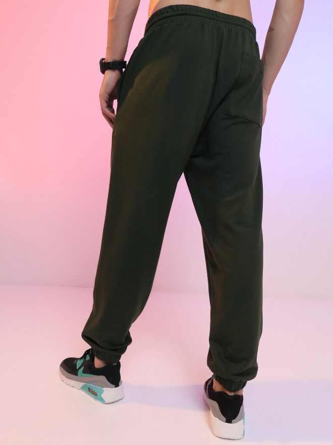 Highlander Men Olive Relaxed Fit Track Pants 