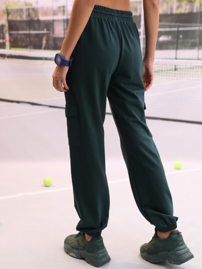 Tokyo Talkies Women Green Relaxed Fit Track Pants