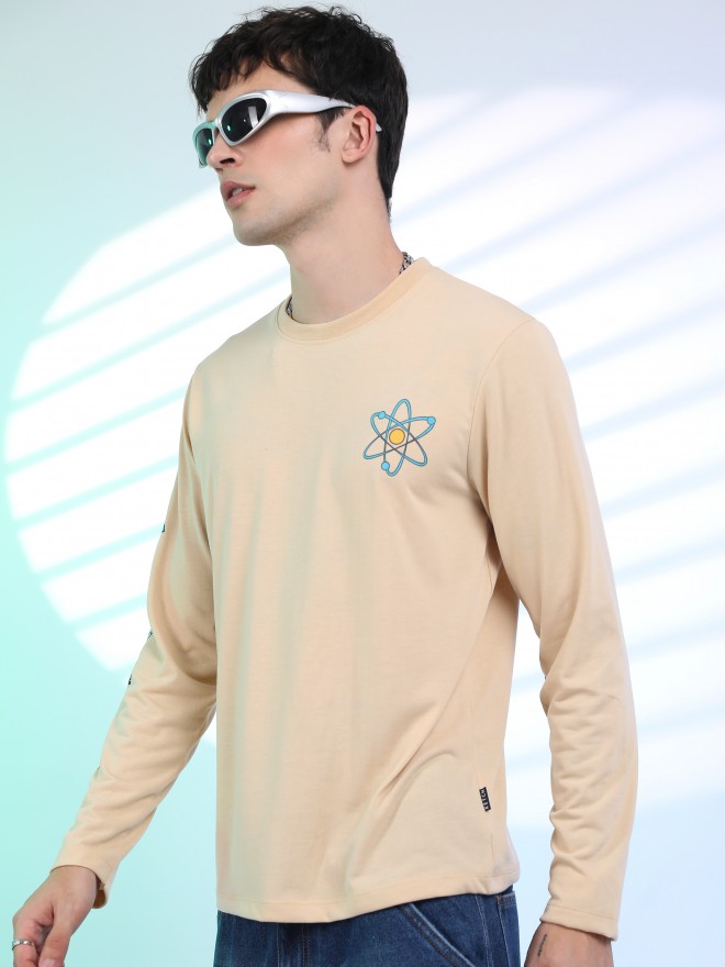 Ketch Men Beige Printed Round Neck T-Shirts 