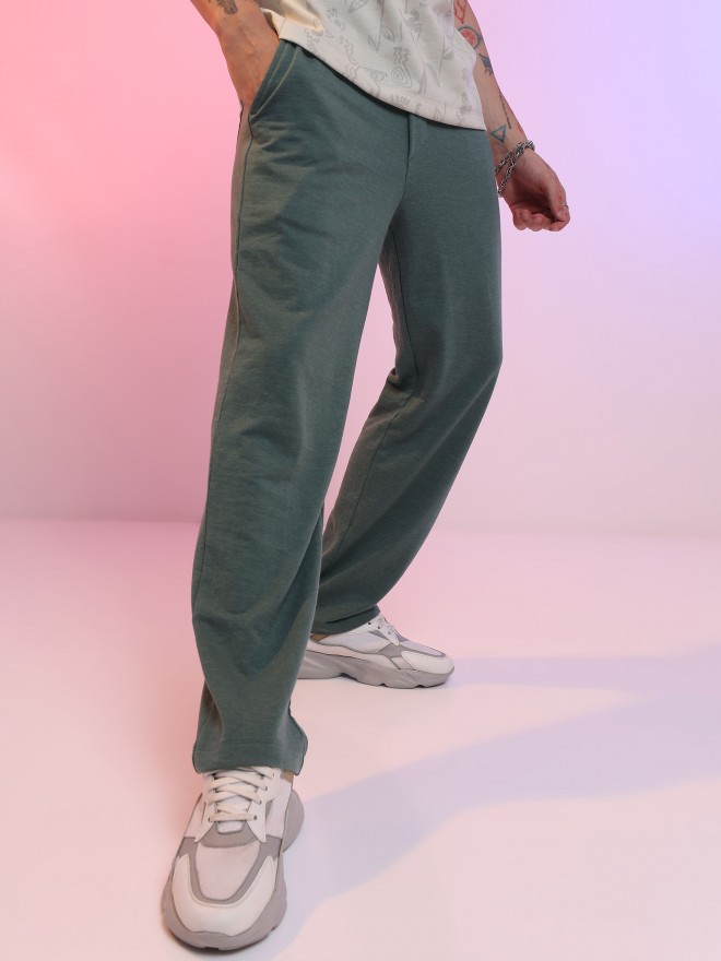 Buy Men Khaki Regular Fit Solid Flat Front Casual Trousers Online - 706132  | Louis Philippe
