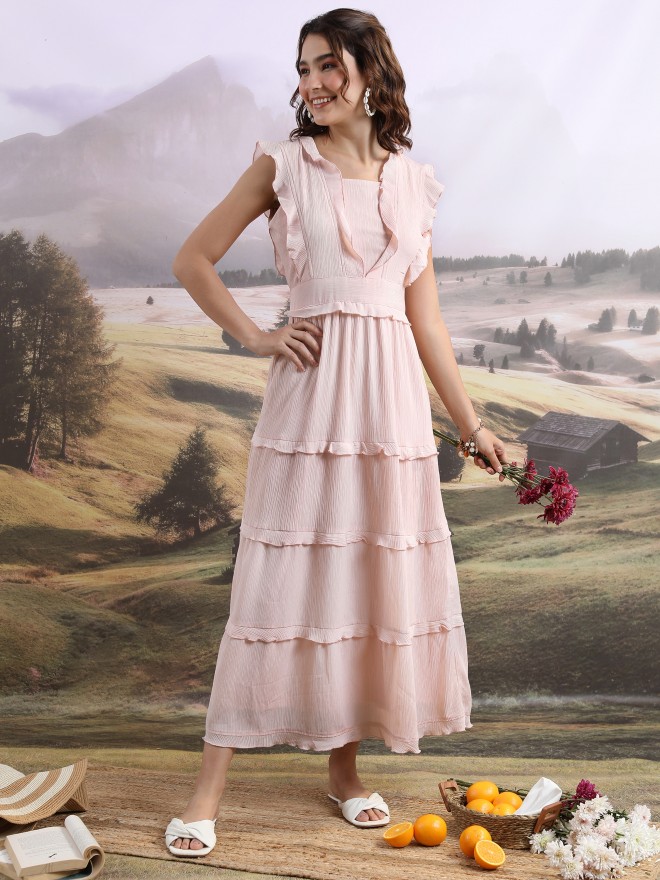 Fashion womens peach maxi dress