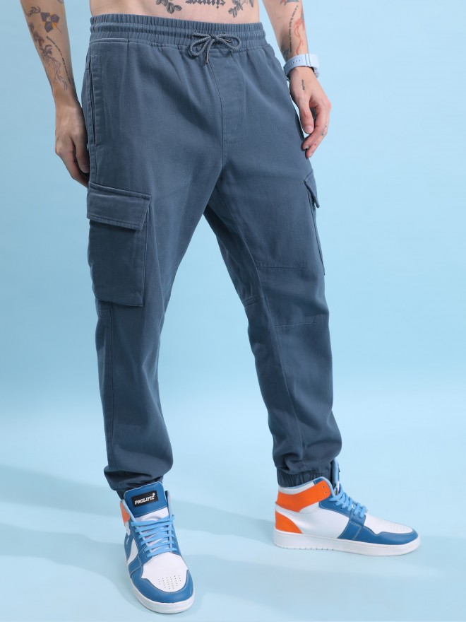 Buy Highlander Blue Regular Fit Solid Cargo jogger for Men Online at Rs.769  - Ketch