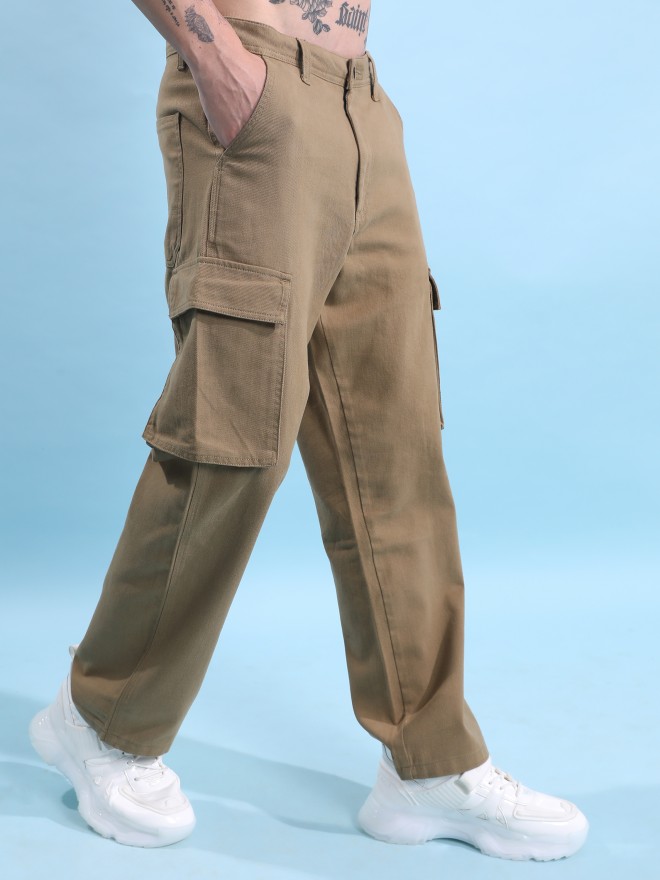 Buy Highlander Khaki Loose Fit Solid Cargo Trouser for Men Online at Rs.701  - Ketch