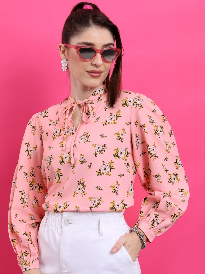 Ketch Women Pink Printed Casual Shirts 