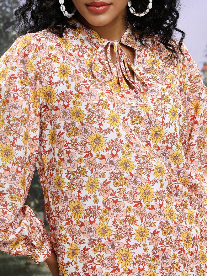 Ketch Women Yellow Printed Casual Shirts 