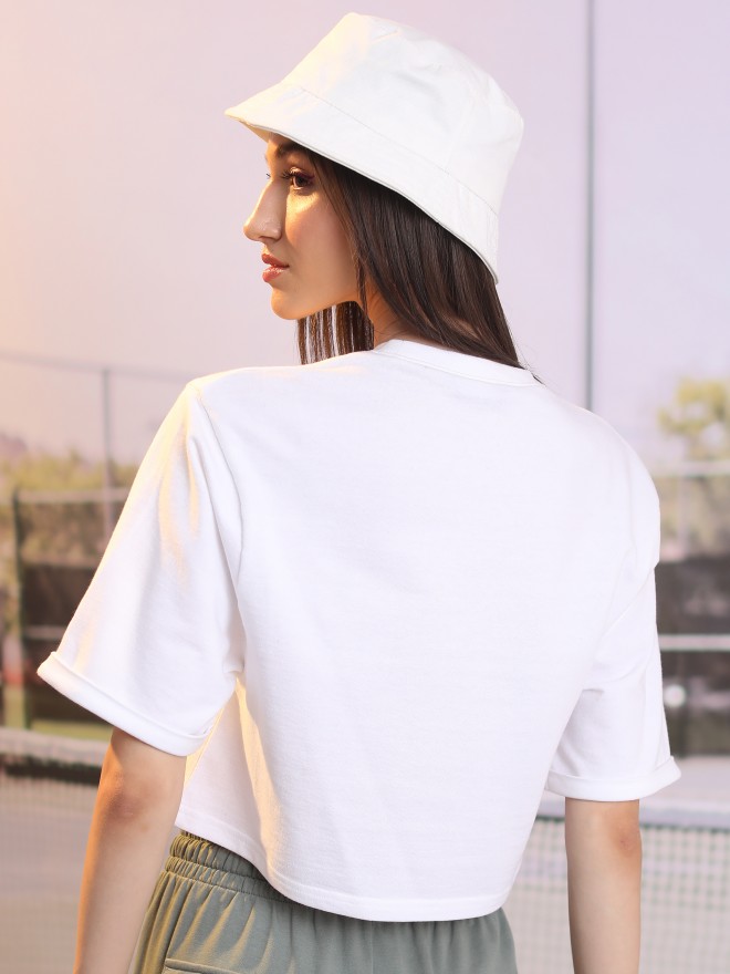 Tokyo Talkies Women White Printed Round Neck T-Shirts 